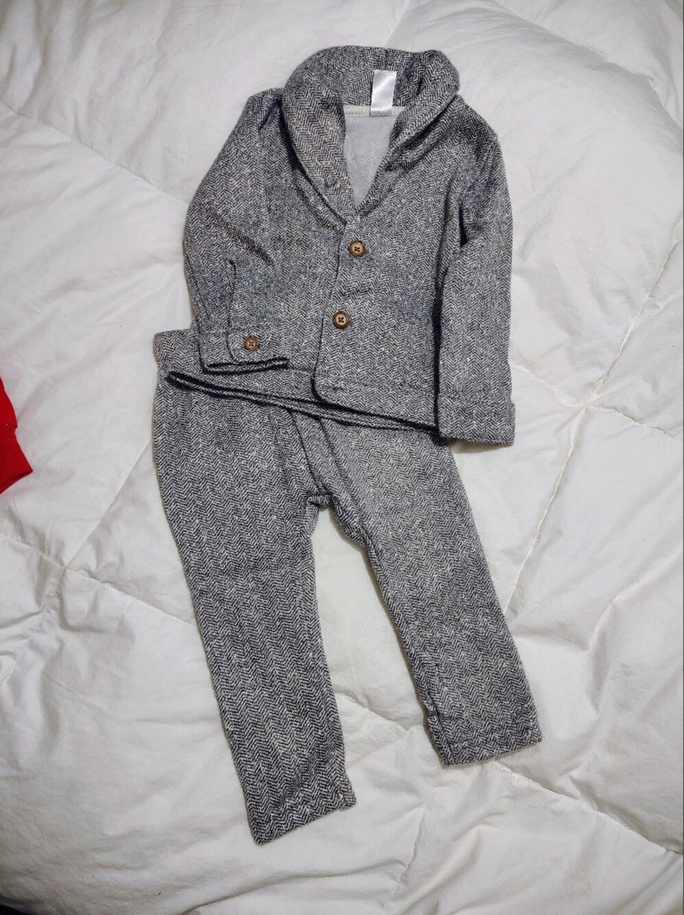 Herringbone Knit Two-Piece Set in Gray and Black